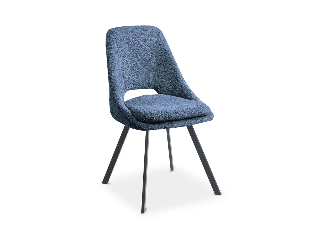 Lot de 4 chaises effet peau de mouton bleu NARCISSE - Image 4