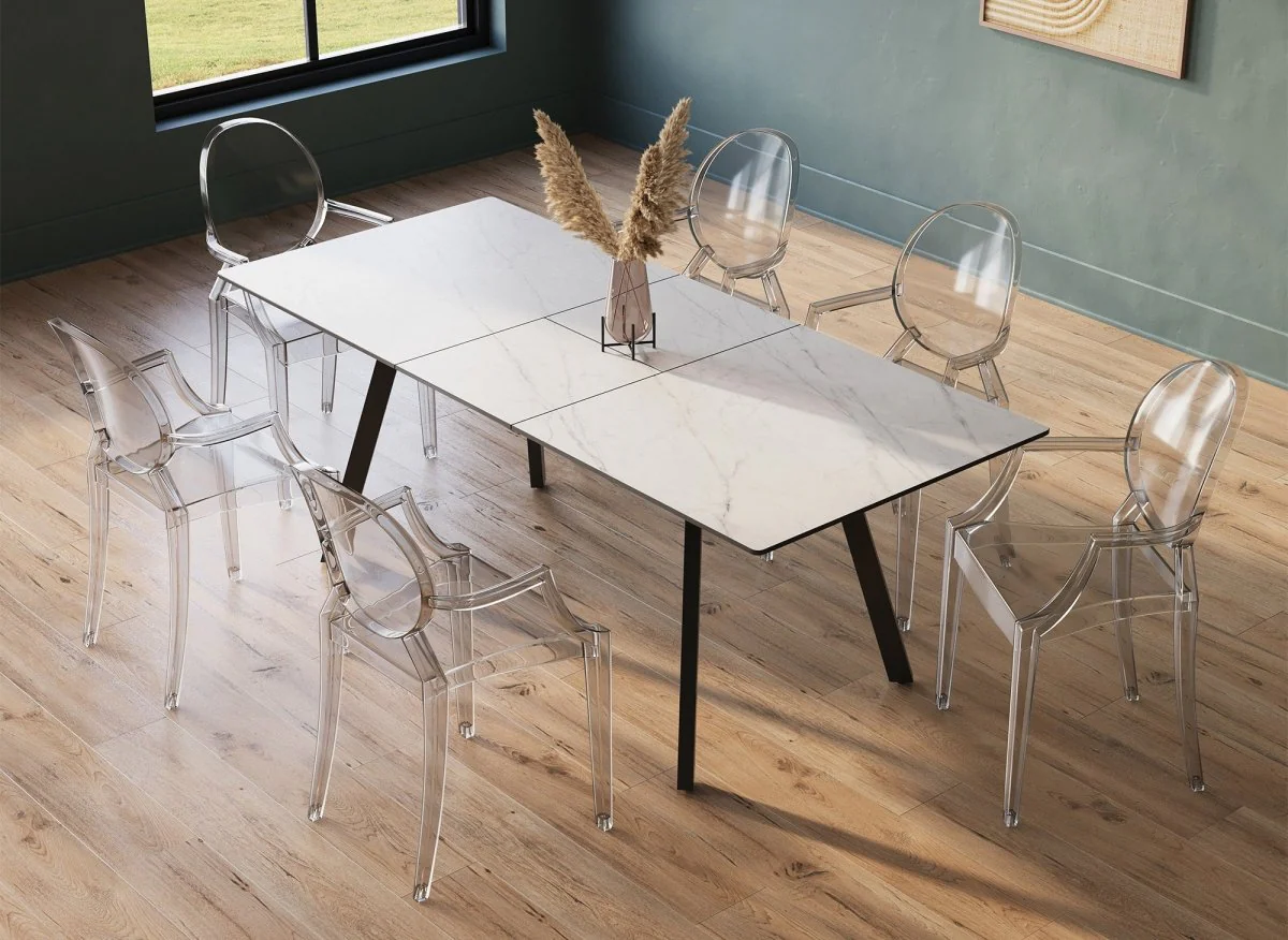 Lot de 4 chaises en plexi transparent avec accoudoirs TOLGA - Image 3