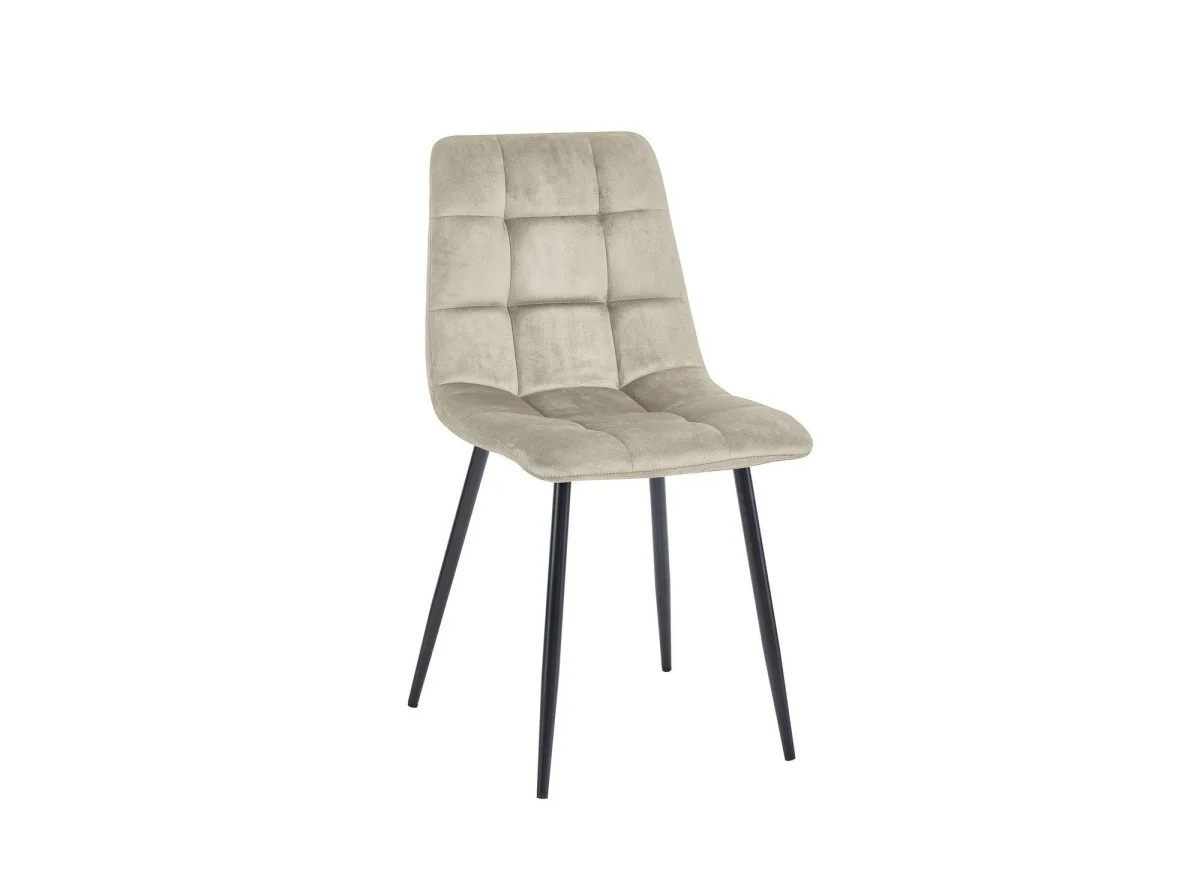 Lot de 4 chaises en velours beige capitonné JEREMI - Image 4