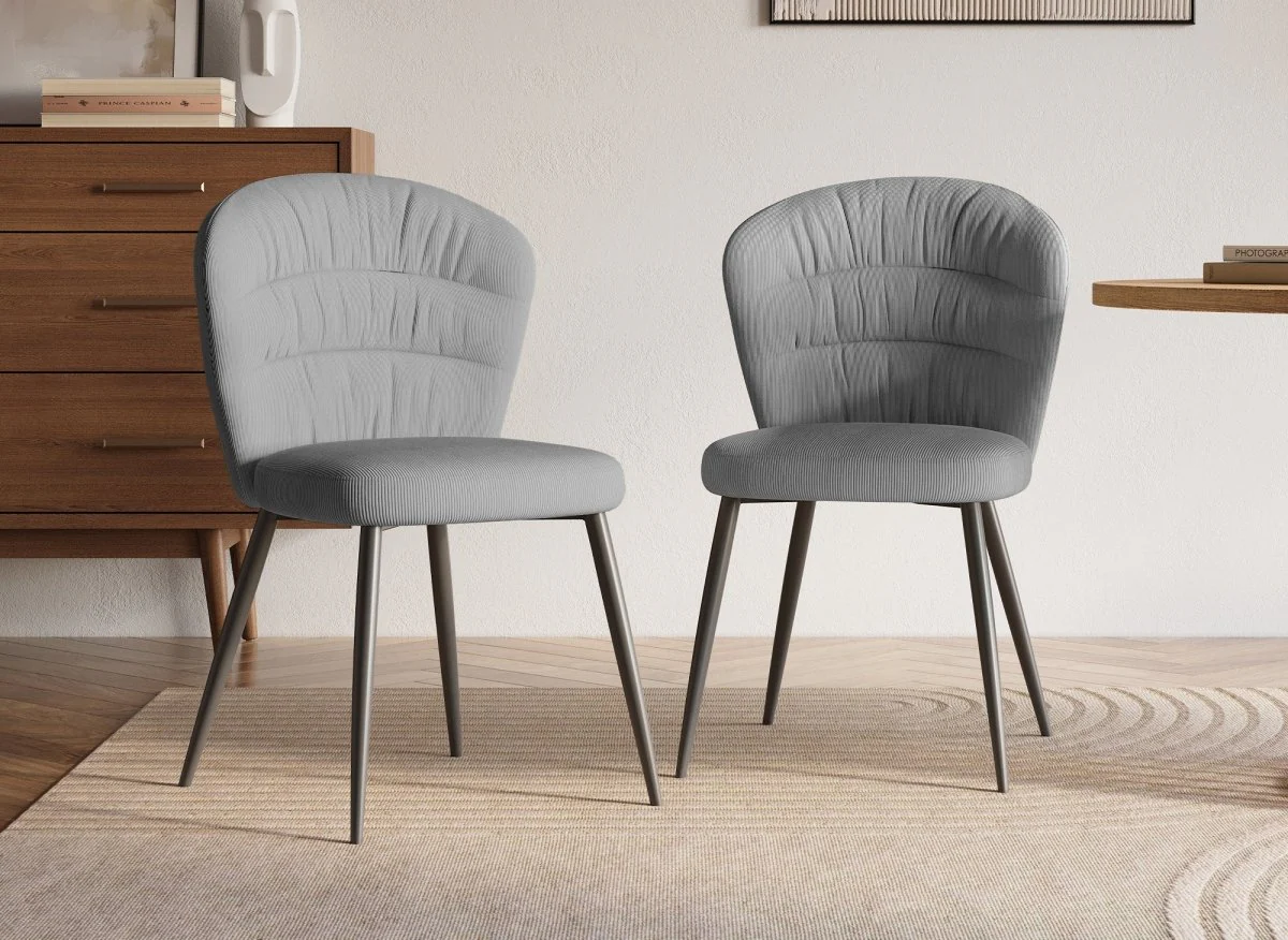 Lot de 4 chaises en velours côtelé gris DANIELA - Image 2