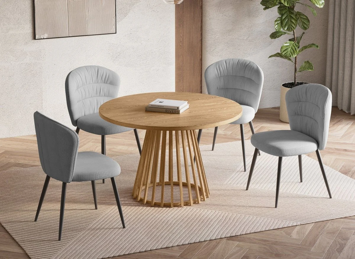 Lot de 4 chaises en velours côtelé gris DANIELA - Image 3