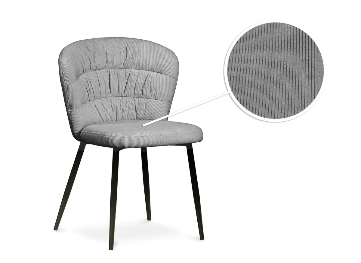 Lot de 4 chaises en velours côtelé gris DANIELA - Image 4