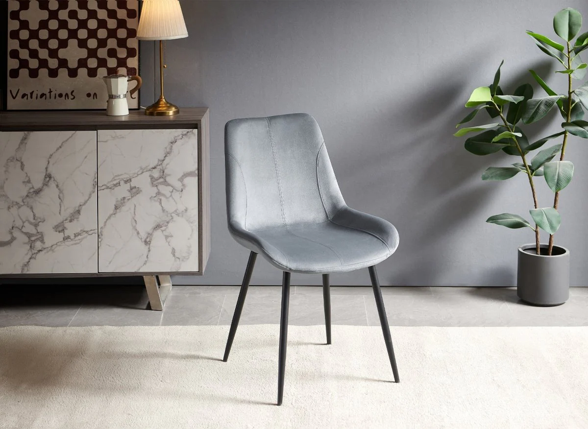 Lot de 4 chaises en velours gris THARA - Image 2