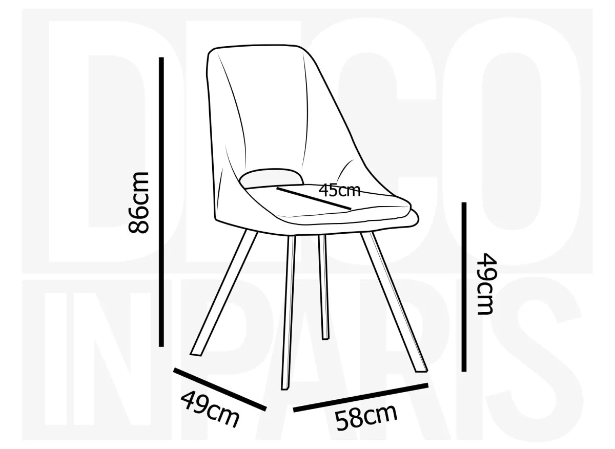 Lot de 4 chaises en velours texturé gris NARCISSE - Image 6