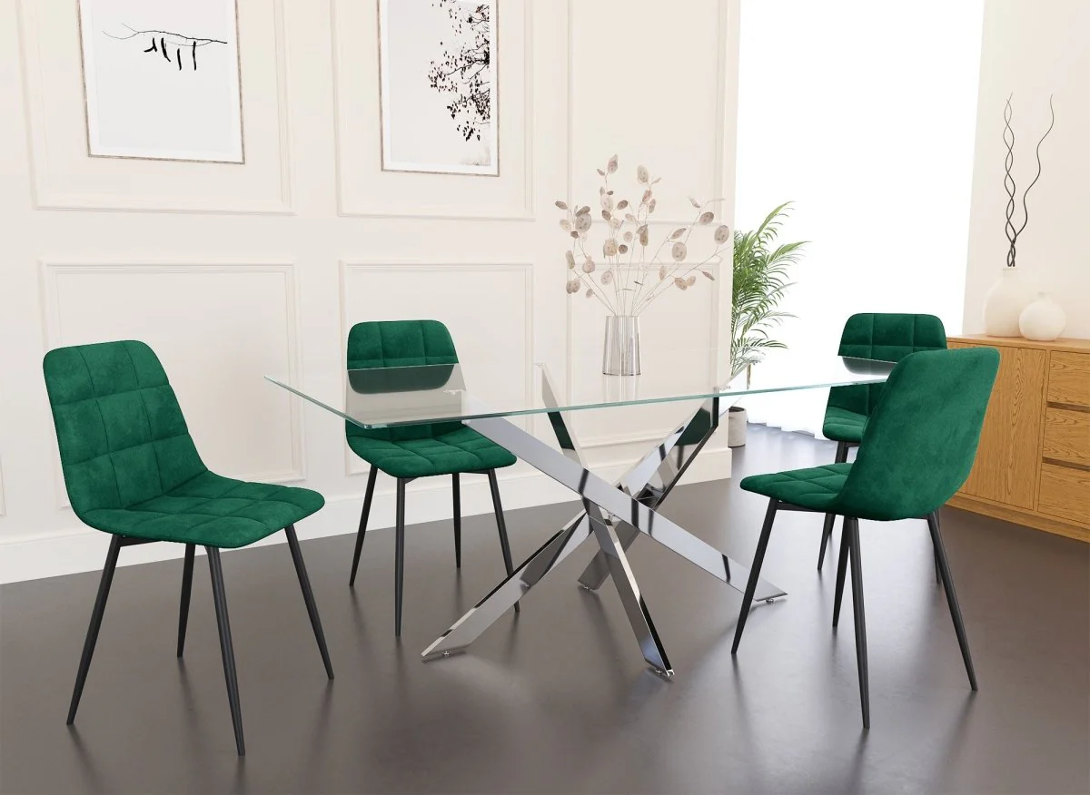 Lot de 4 chaises en velours vert capitonné JEREMI - Image 4