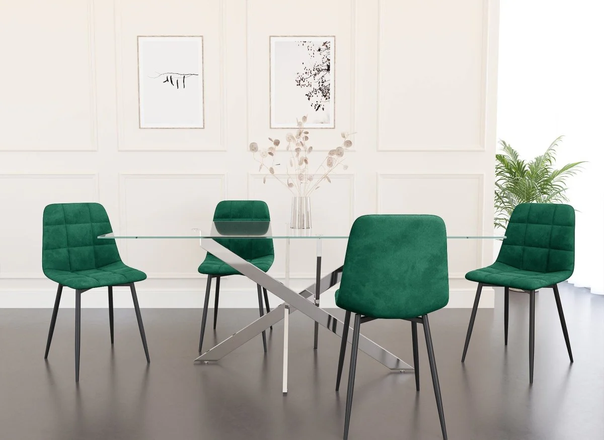 Lot de 4 chaises en velours vert capitonné JEREMI - Image 5