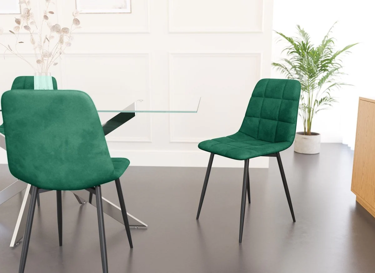 Lot de 4 chaises en velours vert capitonné JEREMI - Image 6