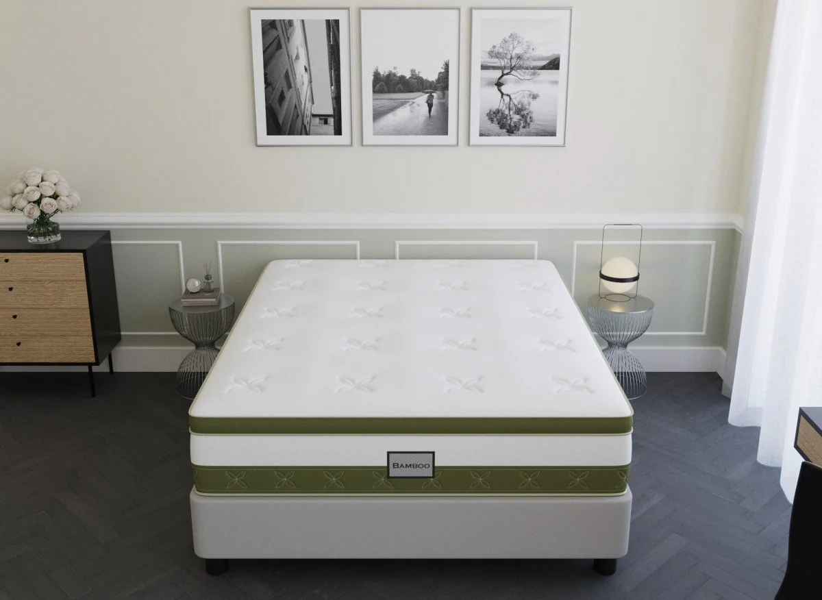 Matelas hybride BAMBOO 140 x 190 cm ressorts ensachés et mémoire de forme épaisseur 30 cm - Image 4
