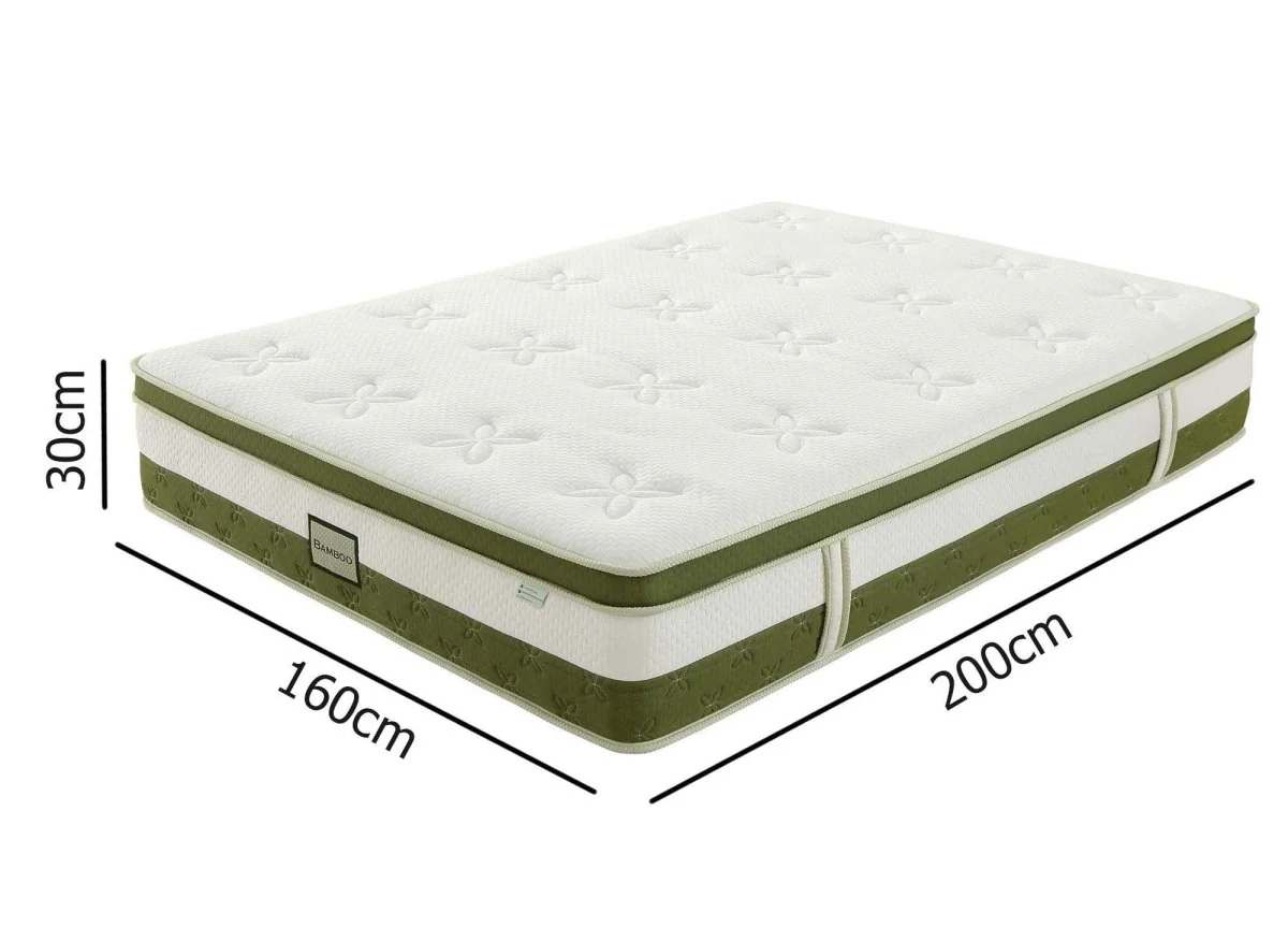 Matelas hybride BAMBOO 160 x 200 cm ressorts ensachés et mémoire de forme épaisseur 30 cm - Image 10