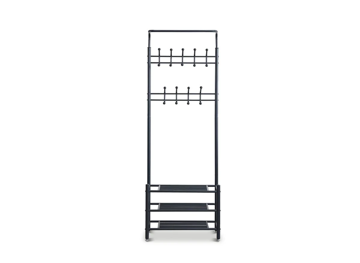 Meuble d'entrée portant avec 3 étagères en métal noir ROMAIN - Image 4