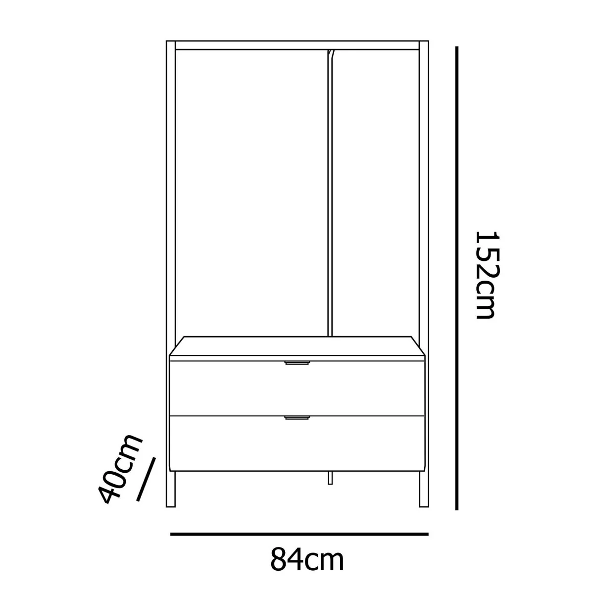 Meuble d'entrée portant et 2 tiroirs en bois et métal GLENN - Image 10