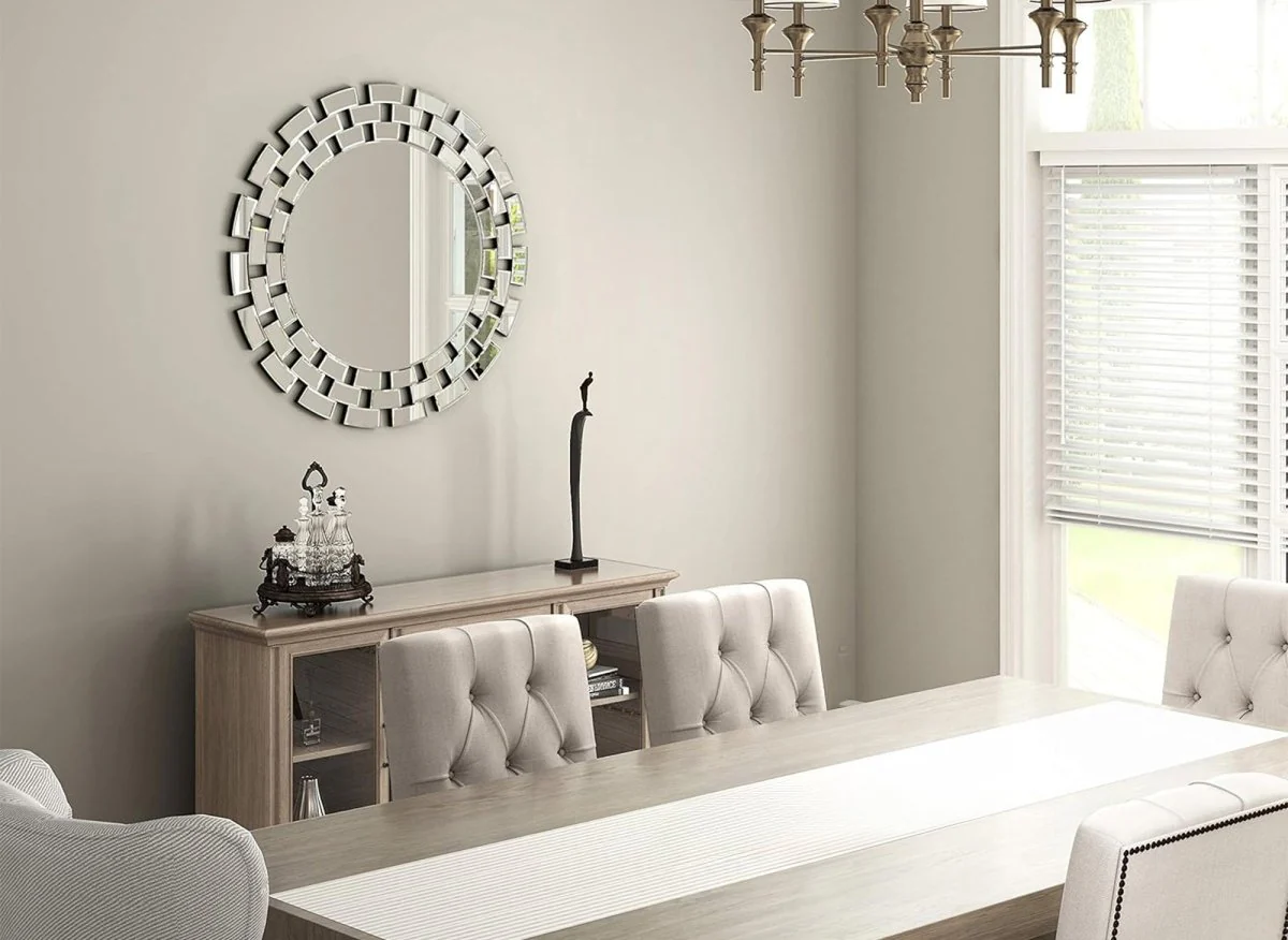 Miroir mural rond argenté 90 cm ALBA - Image 5