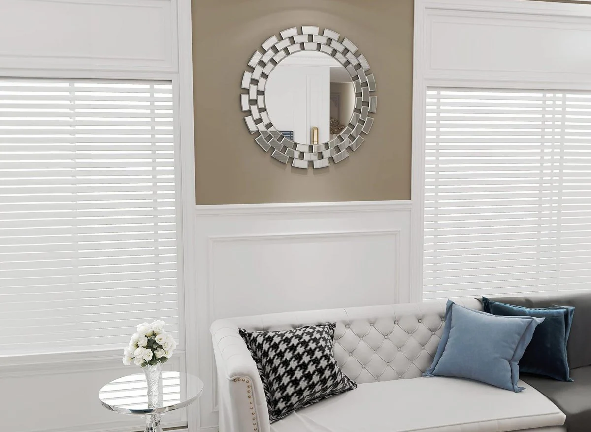 Miroir mural rond argenté 90 cm ALBA - Image 7