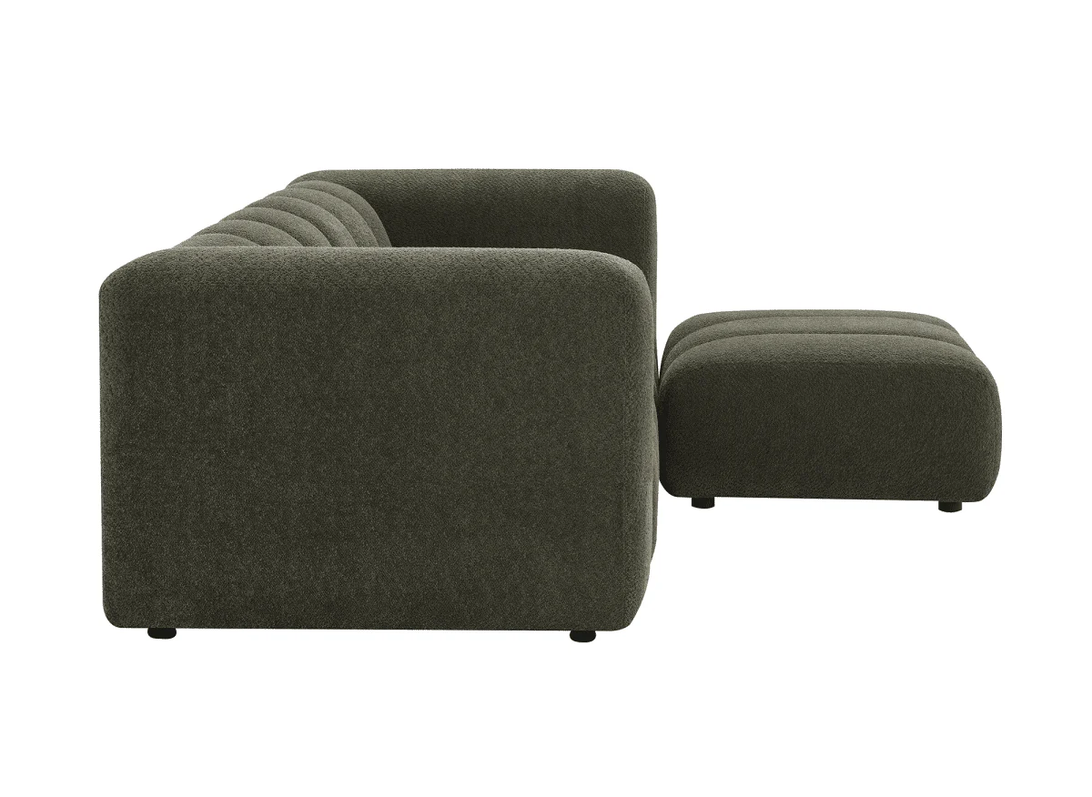 Pouf en tissu bouclette vert AELIS - Image 6