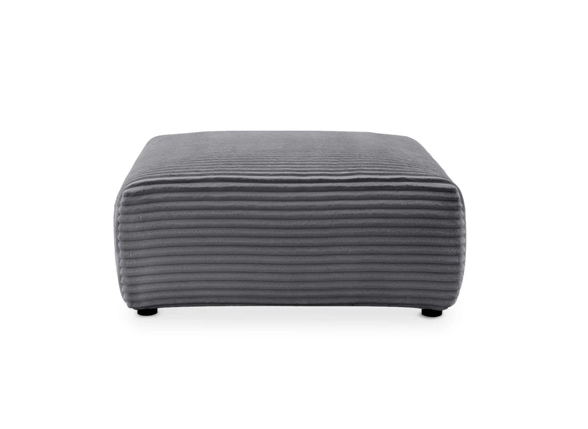 Pouf en velours gros côtelé doux gris TILDA - Image 3
