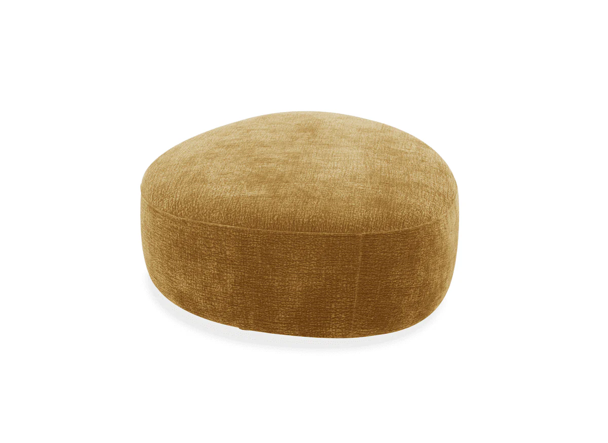 Pouf en velours tissé moutarde IMENIA - Image 4
