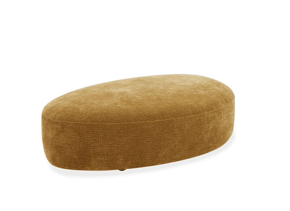 Pouf en velours tissé moutarde IMENIA - Image 6