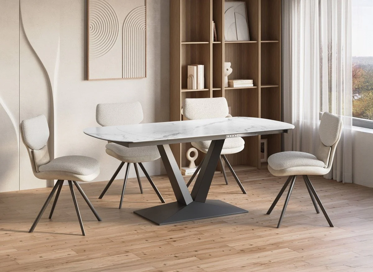 Table à manger extensible en céramique blanche 6-8 personnes ELIAD - Image 3