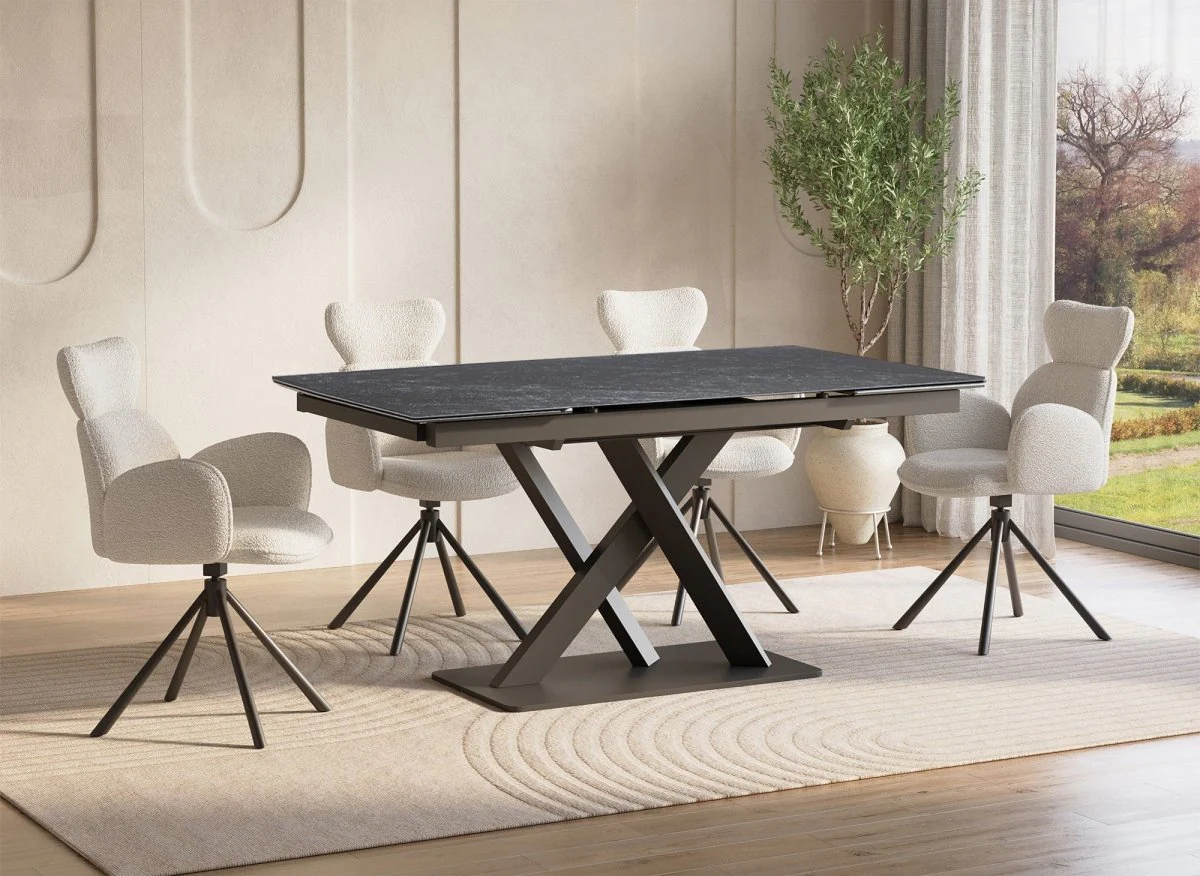 Table à manger extensible en céramique noire 6-10 personnes ELEGANCE - Image 3