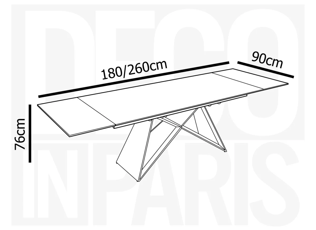 Table à manger extensible en céramique noire effet marbre GABRIEL - Image 12