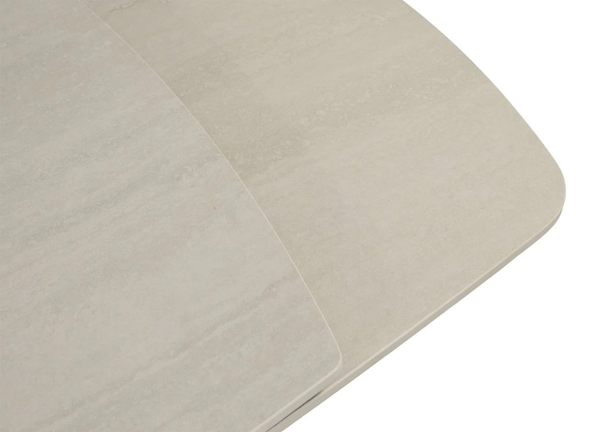 Table à manger extensible en métal beige plateau céramique blanc PARIS - Image 9