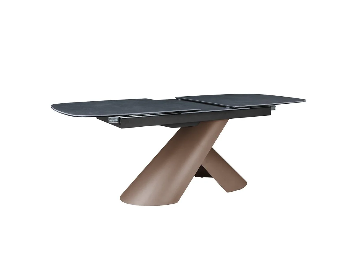Table à manger extensible pieds métal marron plateau céramique MILANO - Image 3