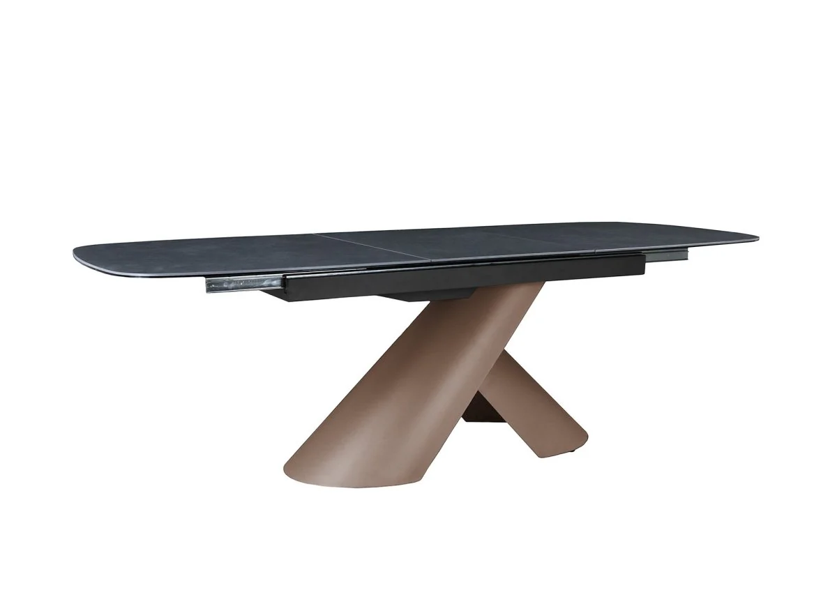 Table à manger extensible pieds métal marron plateau céramique MILANO - Image 4