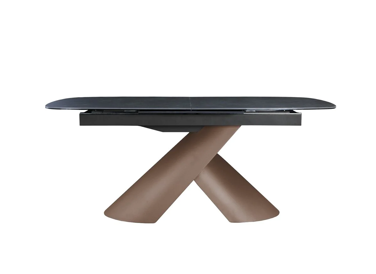 Table à manger extensible pieds métal marron plateau céramique MILANO - Image 5