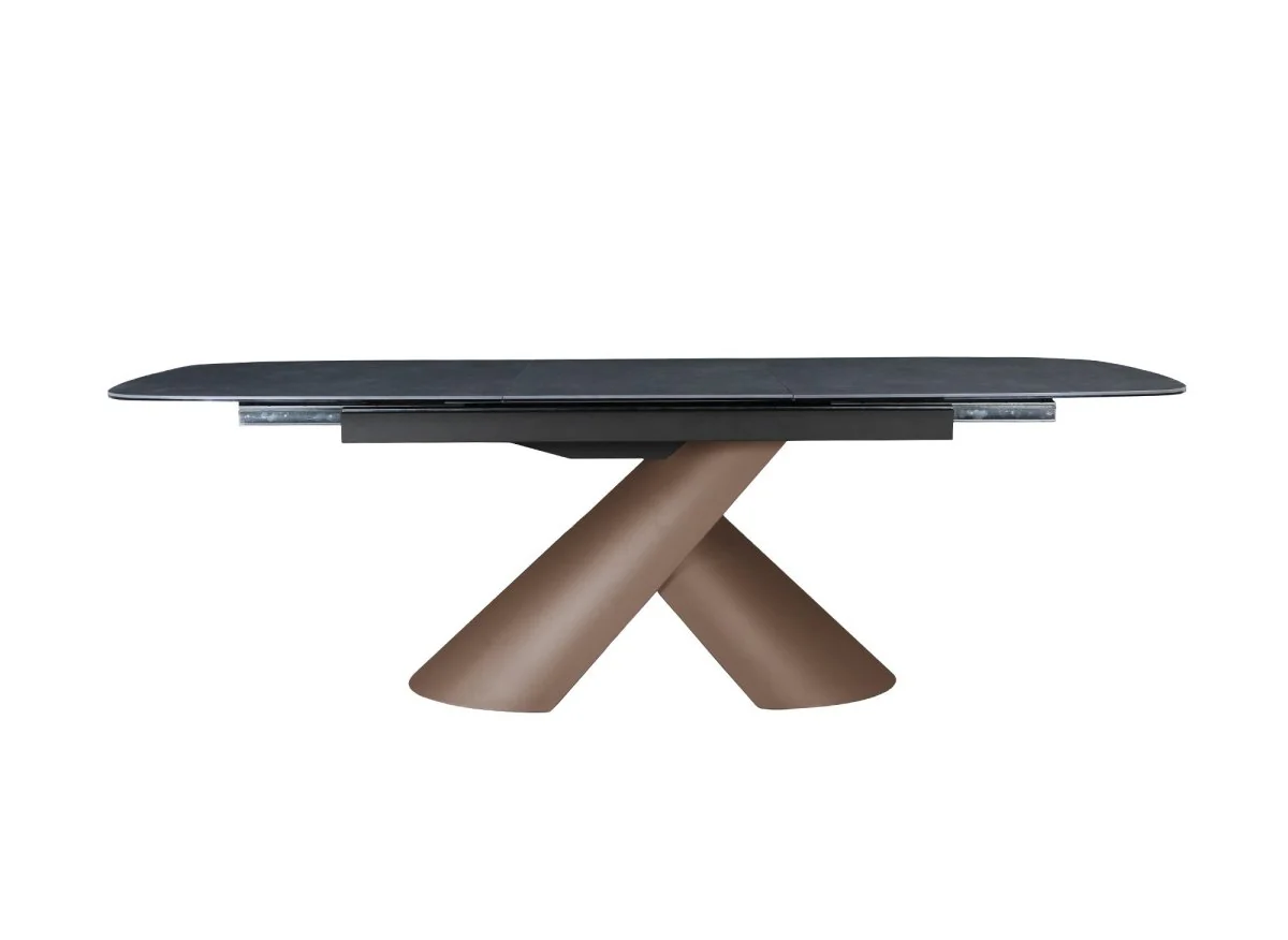 Table à manger extensible pieds métal marron plateau céramique MILANO - Image 6