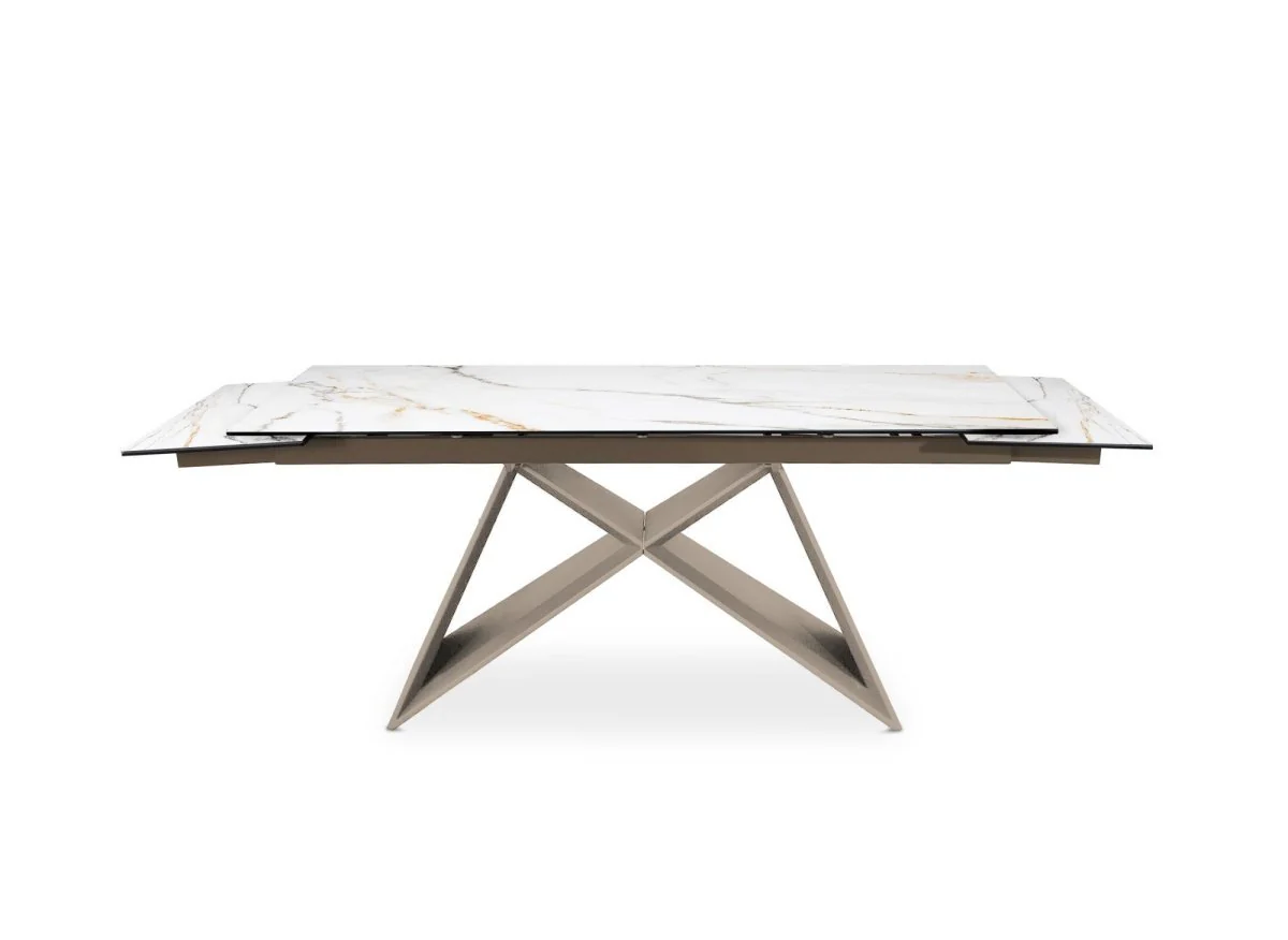 Table à manger extensible plateau céramique blanc 10 personnes GABRIEL - Image 7