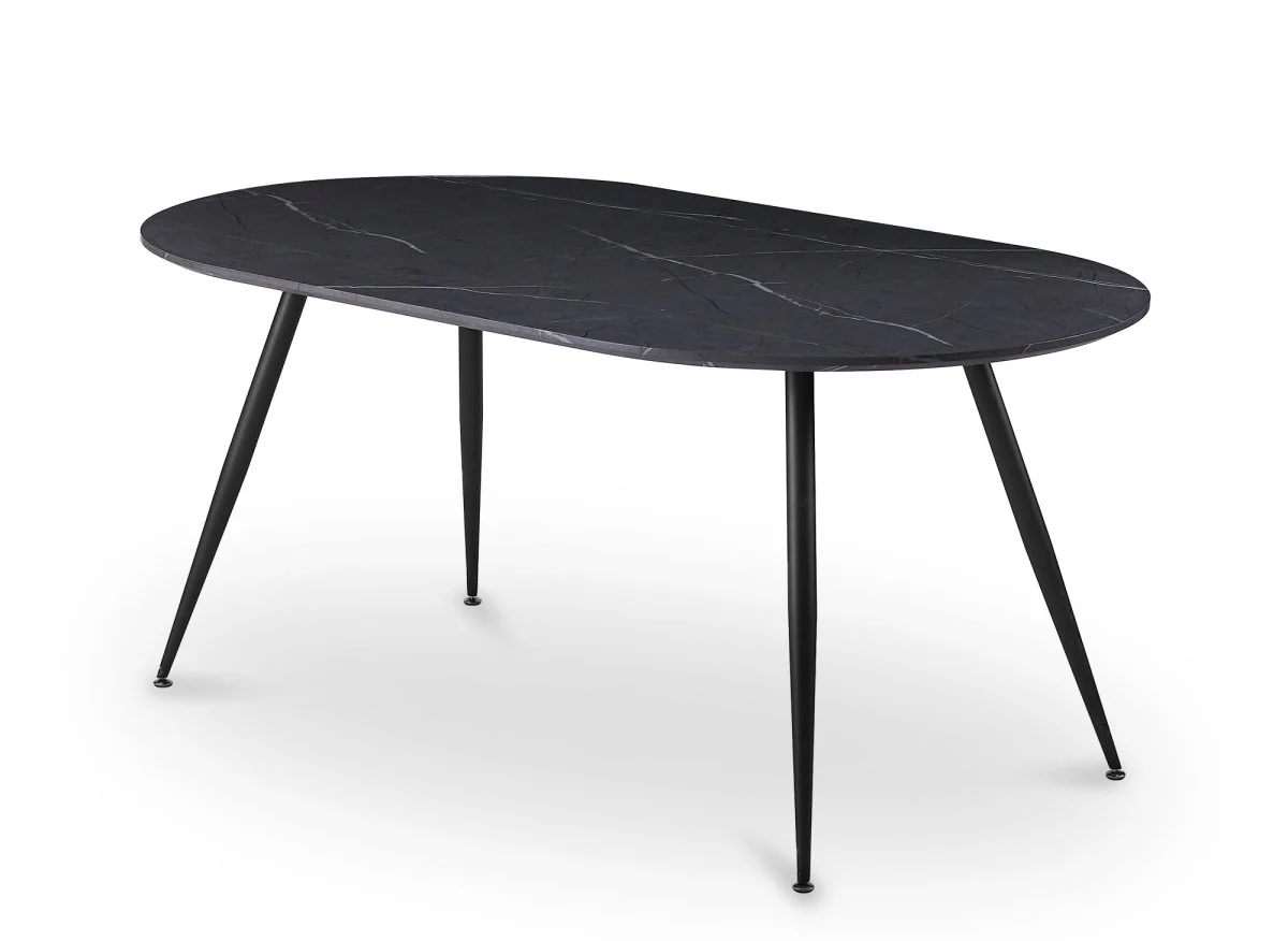 Table à manger ovale effet marbre gris DIWAN - Image 3