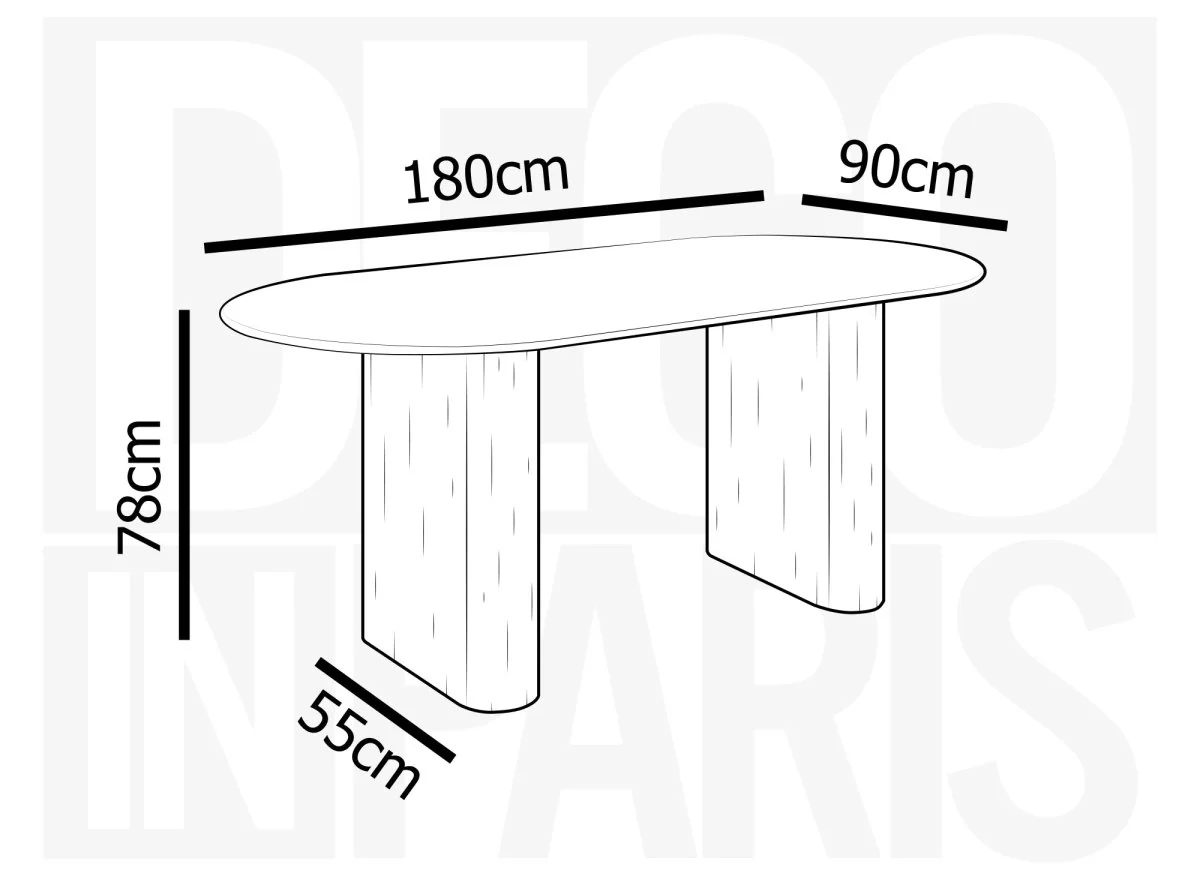 Table à manger ovale en marbre composite beige 6 personnes ELMA - Image 5