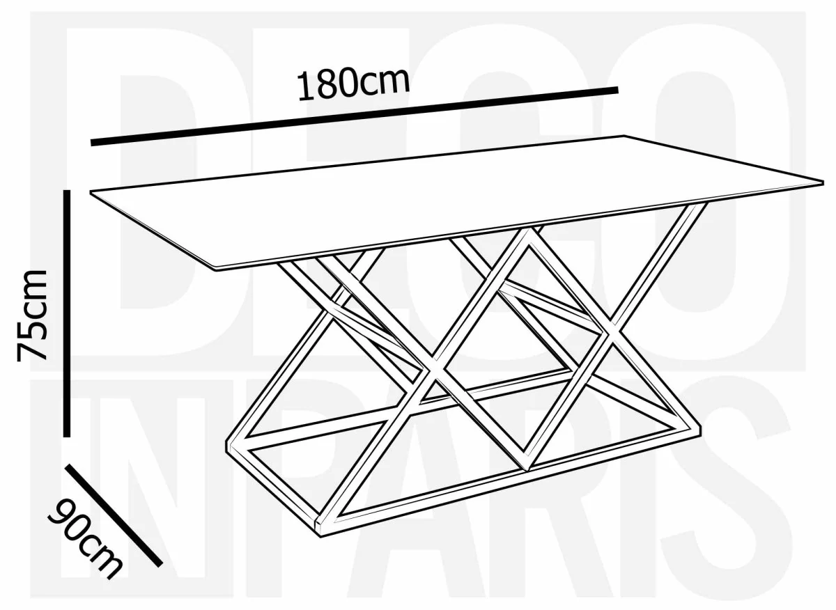 Table à manger rectangulaire en verre et pieds argentés JANICE - Image 4