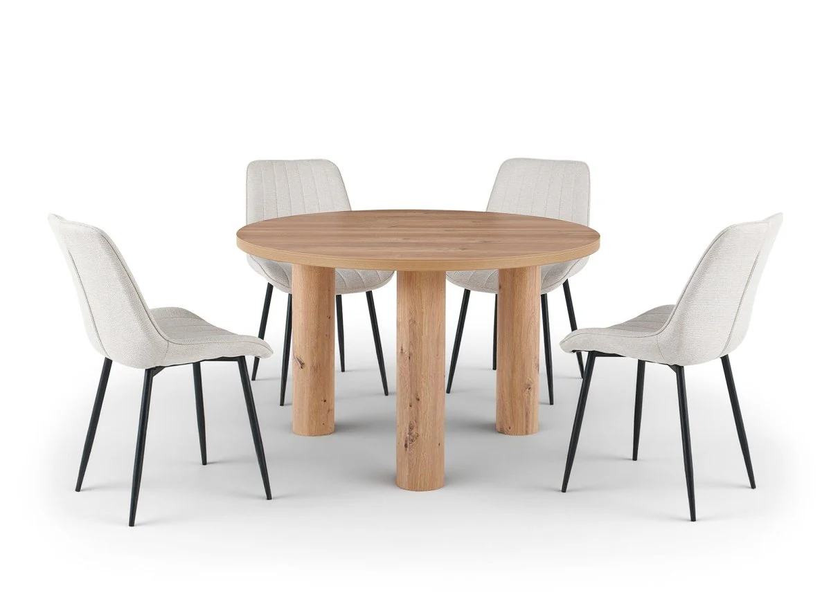 Table à manger ronde effet bois LORINA - Image 3