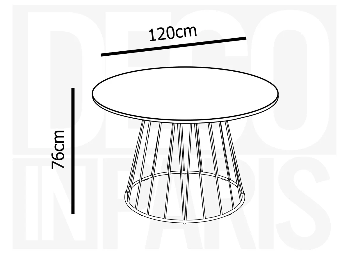 Table à manger ronde effet marbre noir pied en métal noir STELLA - Image 5