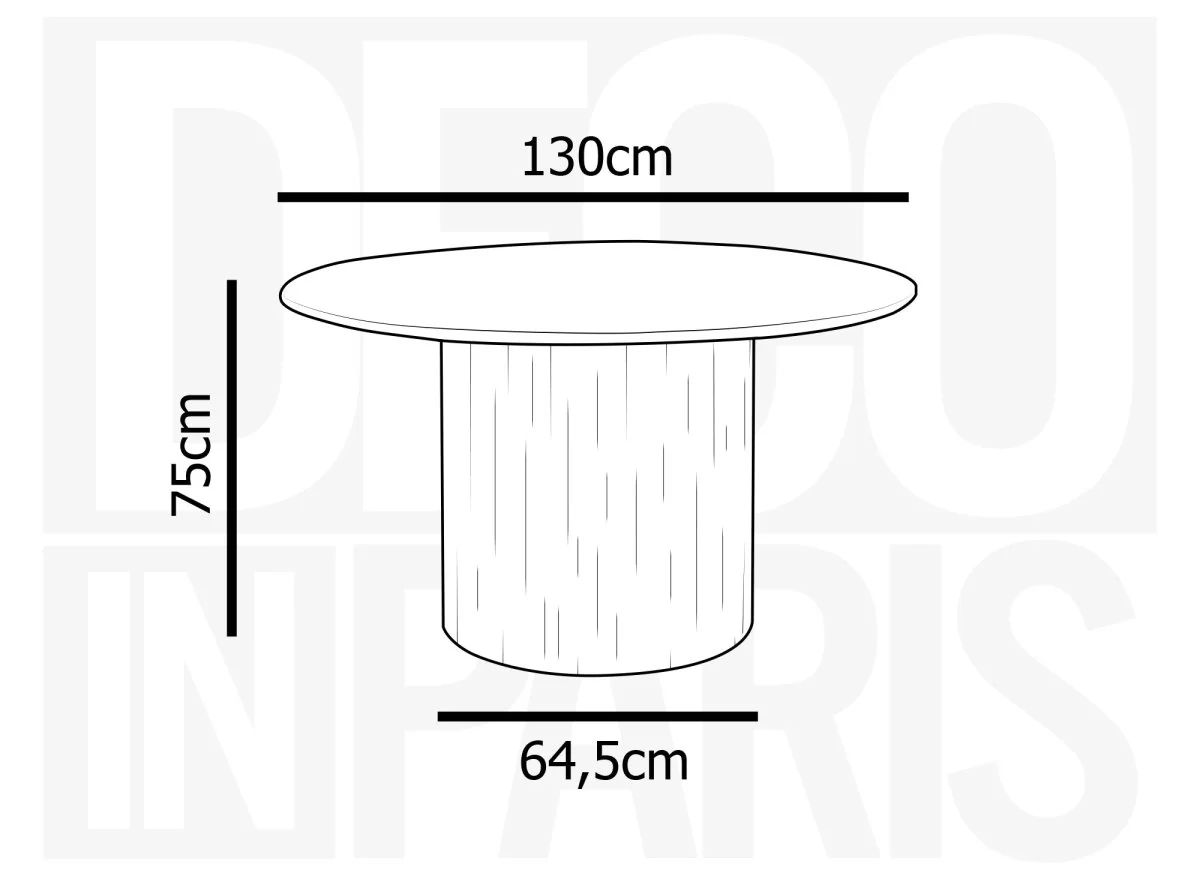 Table à manger ronde en marbre composite beige 4 personnes DHARA - Image 4