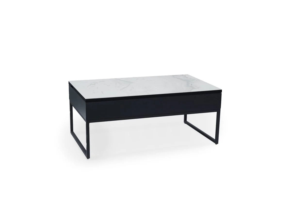 Table basse design avec plateau relevable en céramique blanche MARIE - Image 3