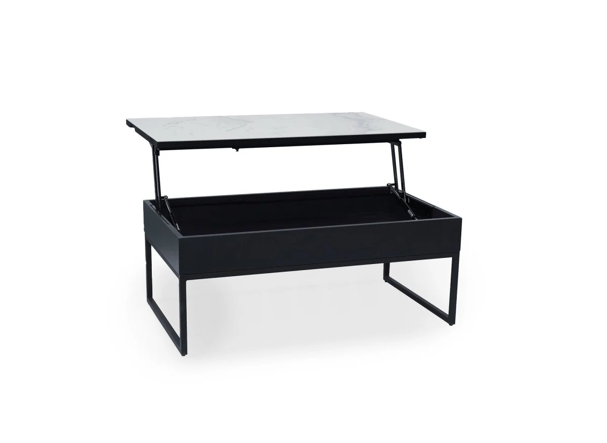 Table basse design avec plateau relevable en céramique blanche MARIE - Image 4