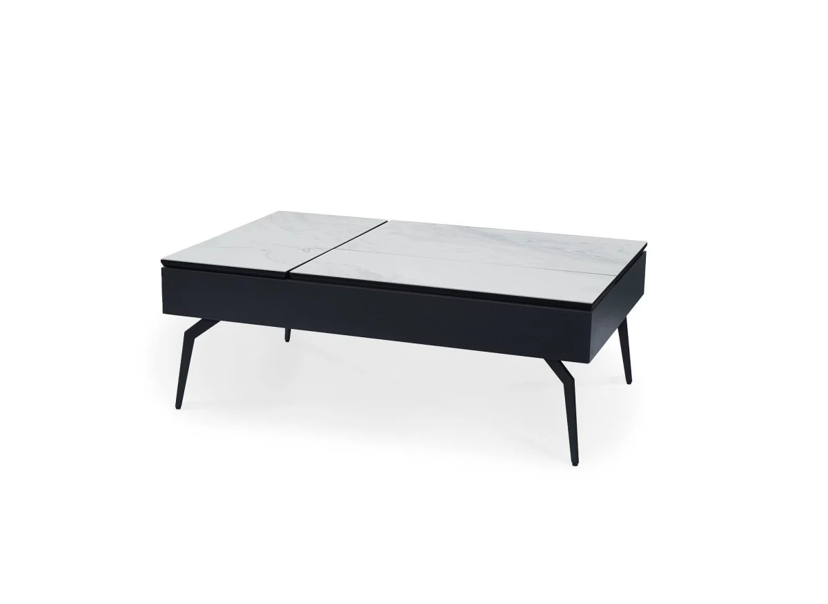 Table basse design avec plateau relevable en céramique blanche SILVANA - Image 3