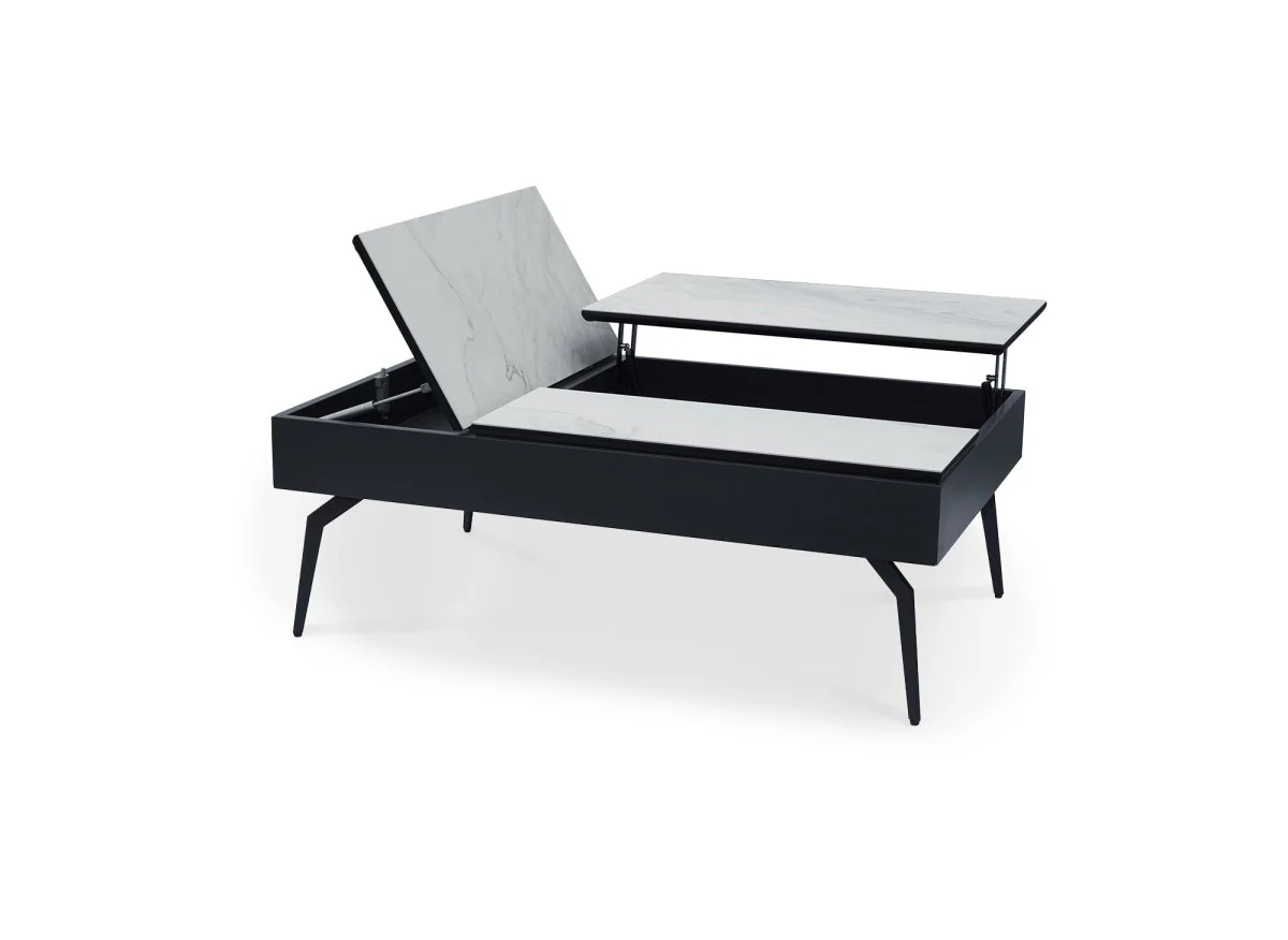 Table basse design avec plateau relevable en céramique blanche SILVANA - Image 4