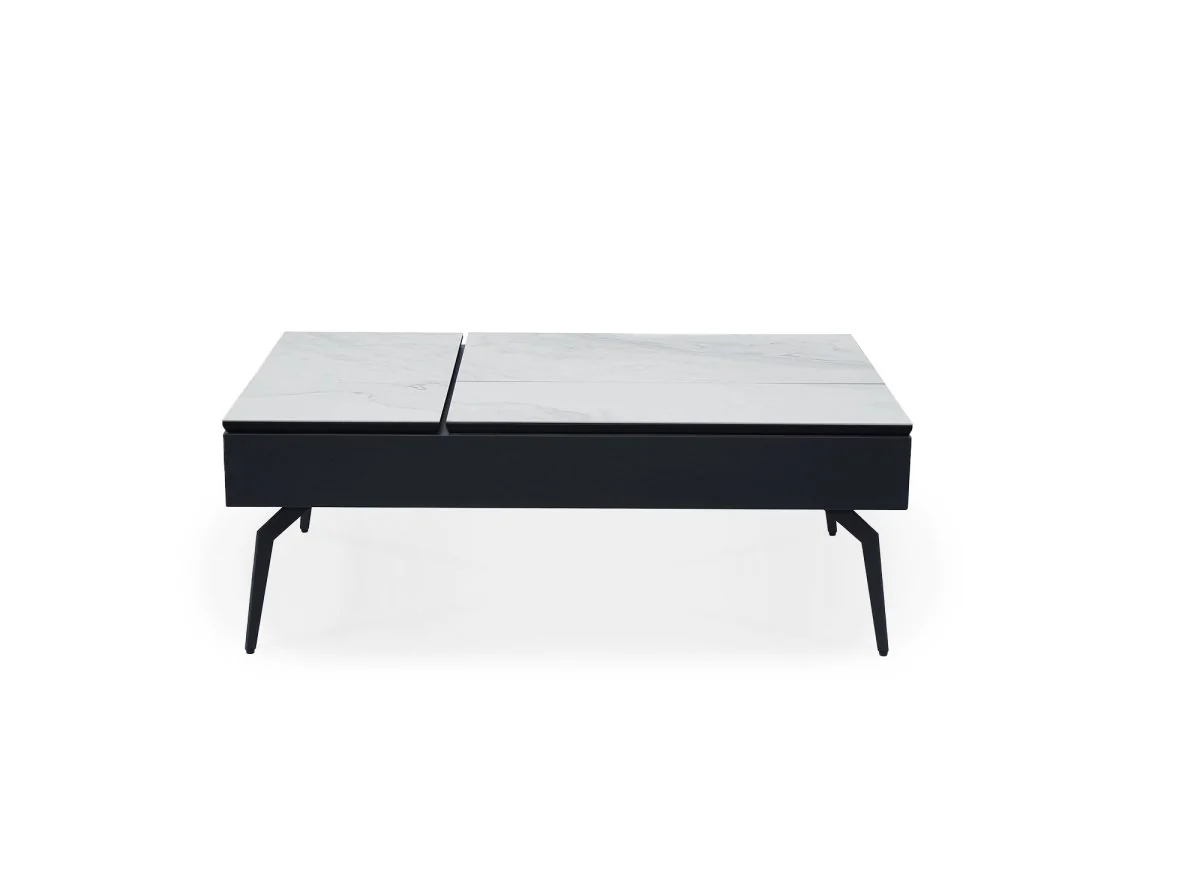 Table basse design avec plateau relevable en céramique blanche SILVANA - Image 5