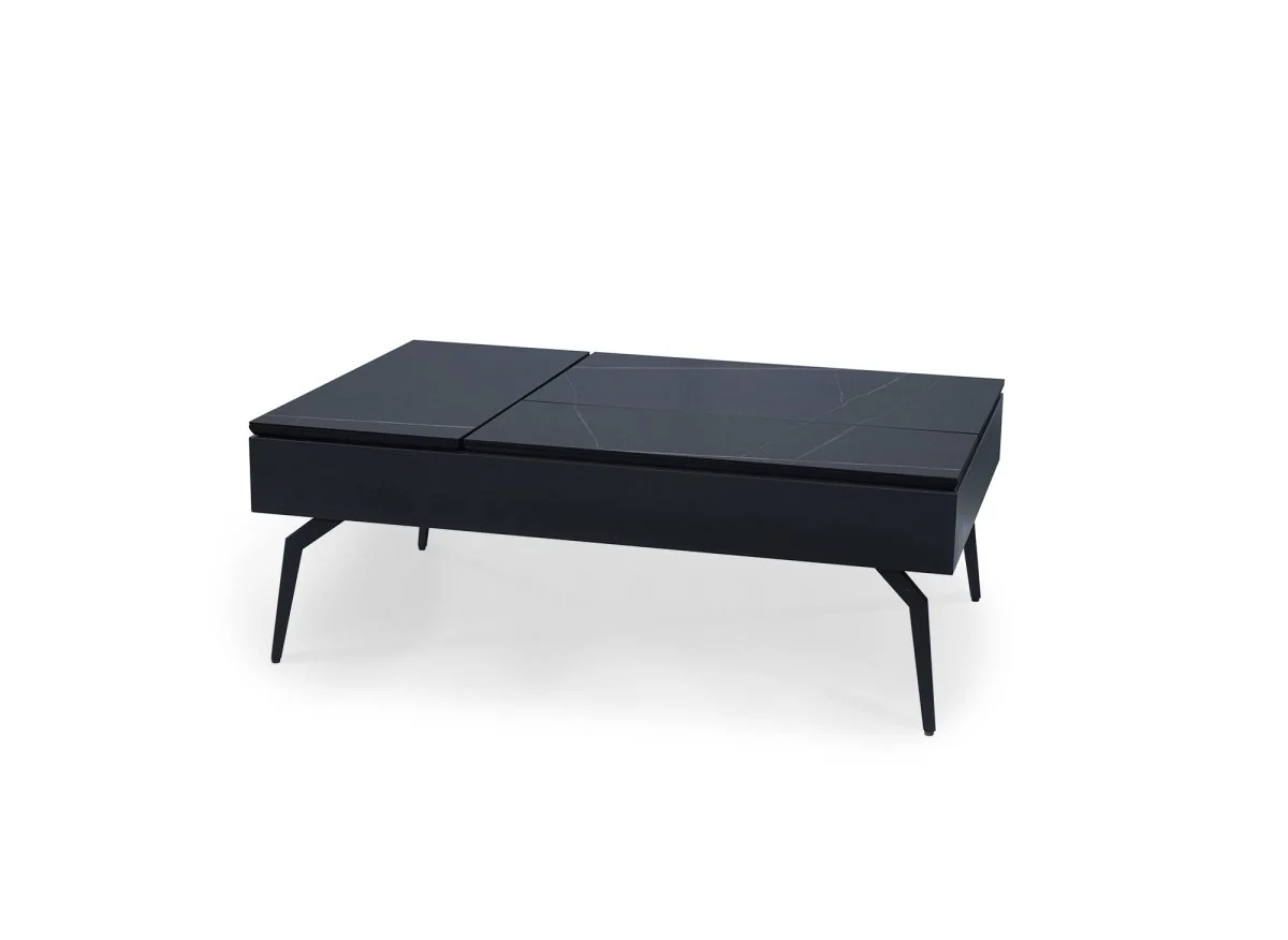 Table basse design avec plateau relevable en céramique noir SILVANA - Image 3