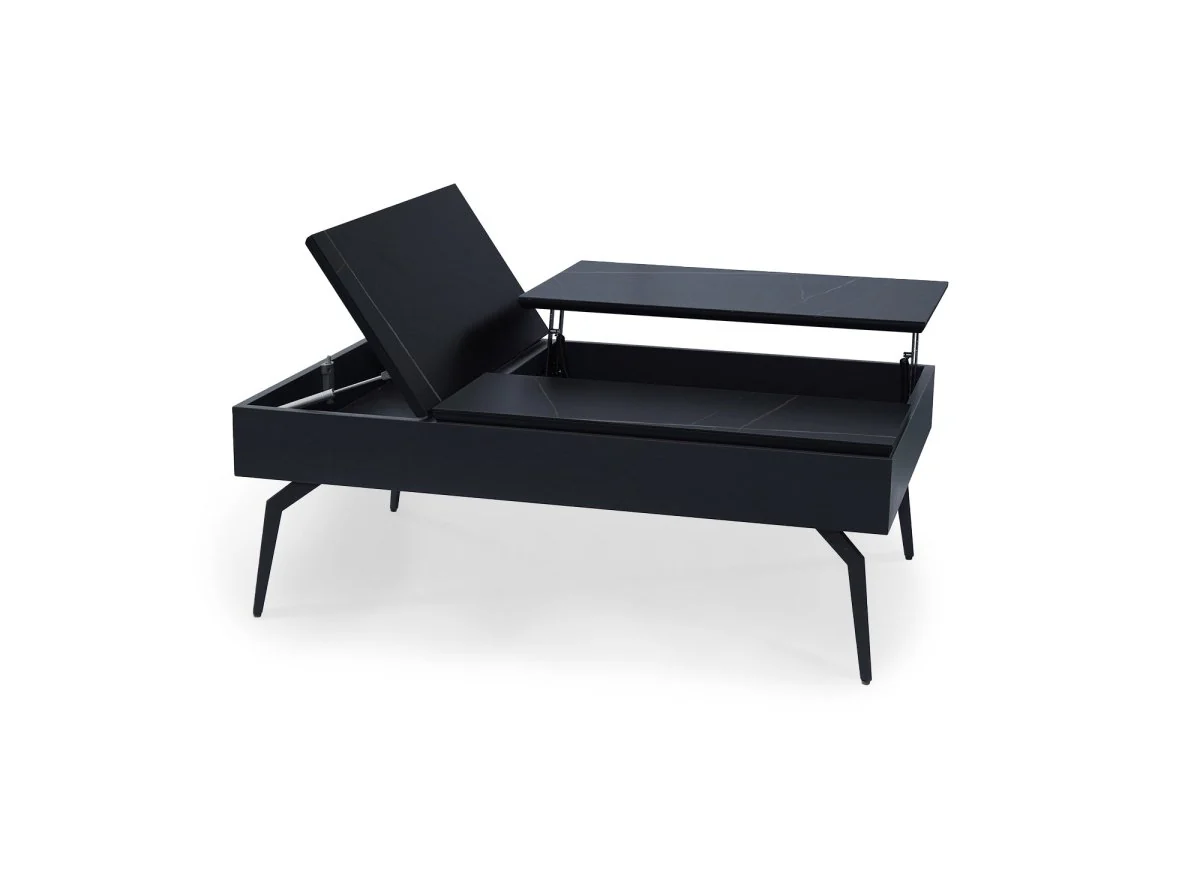 Table basse design avec plateau relevable en céramique noir SILVANA - Image 4