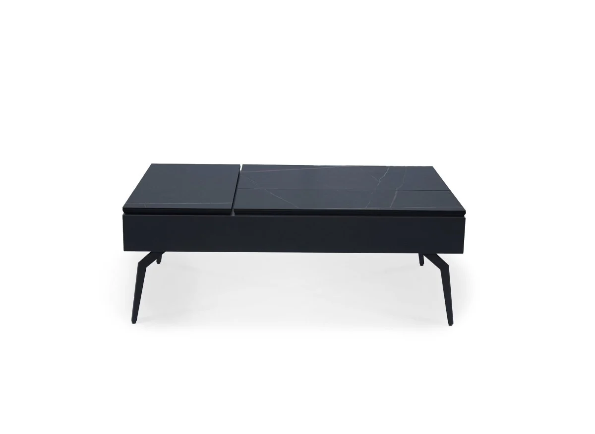Table basse design avec plateau relevable en céramique noir SILVANA - Image 5