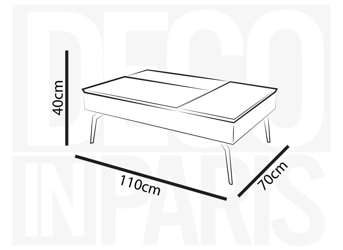 Table basse design avec plateau relevable en céramique noir SILVANA - Image 7