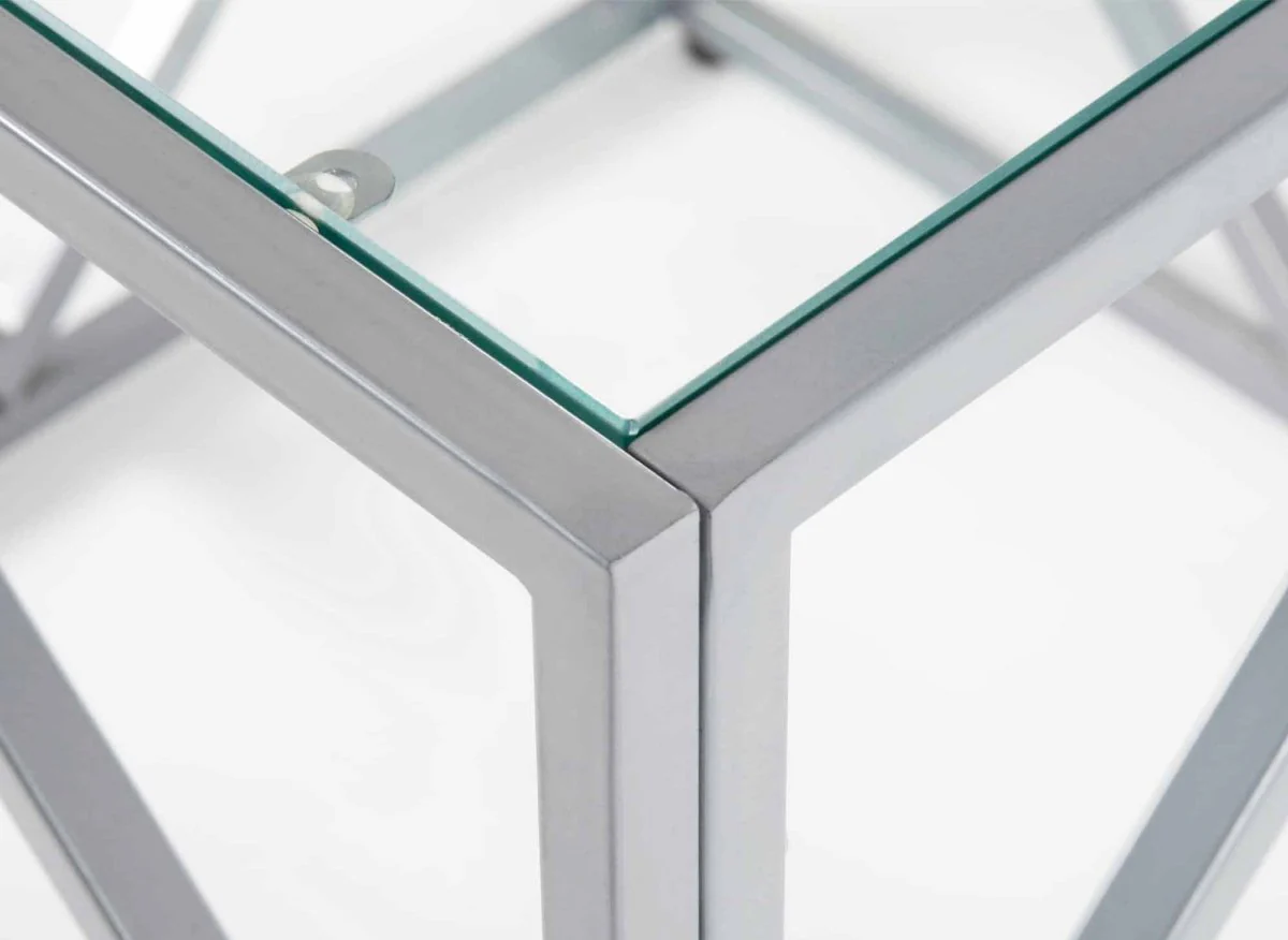 Table basse design en verre et métal carrée ELIO - Image 6