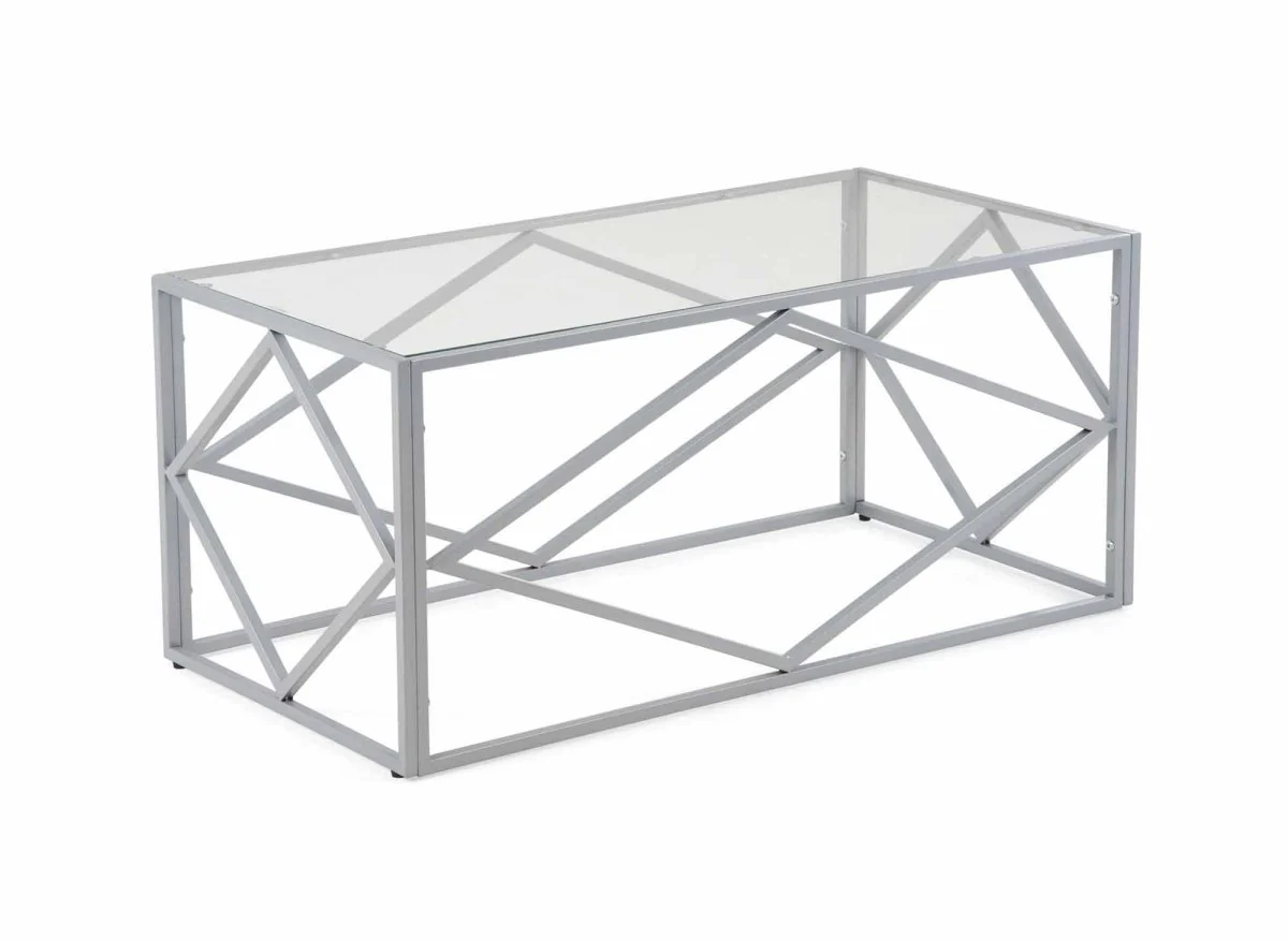 Table basse design en verre et métal rectangulaire ELIO - Image 2