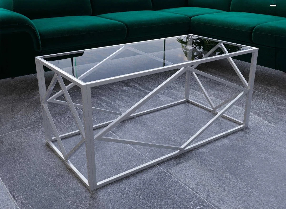 Table basse design en verre et métal rectangulaire ELIO - Image 3