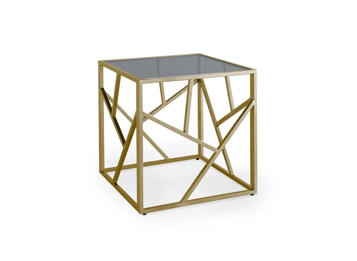 Table basse design en verre noir et métal doré carrée SOLAL - Image 2