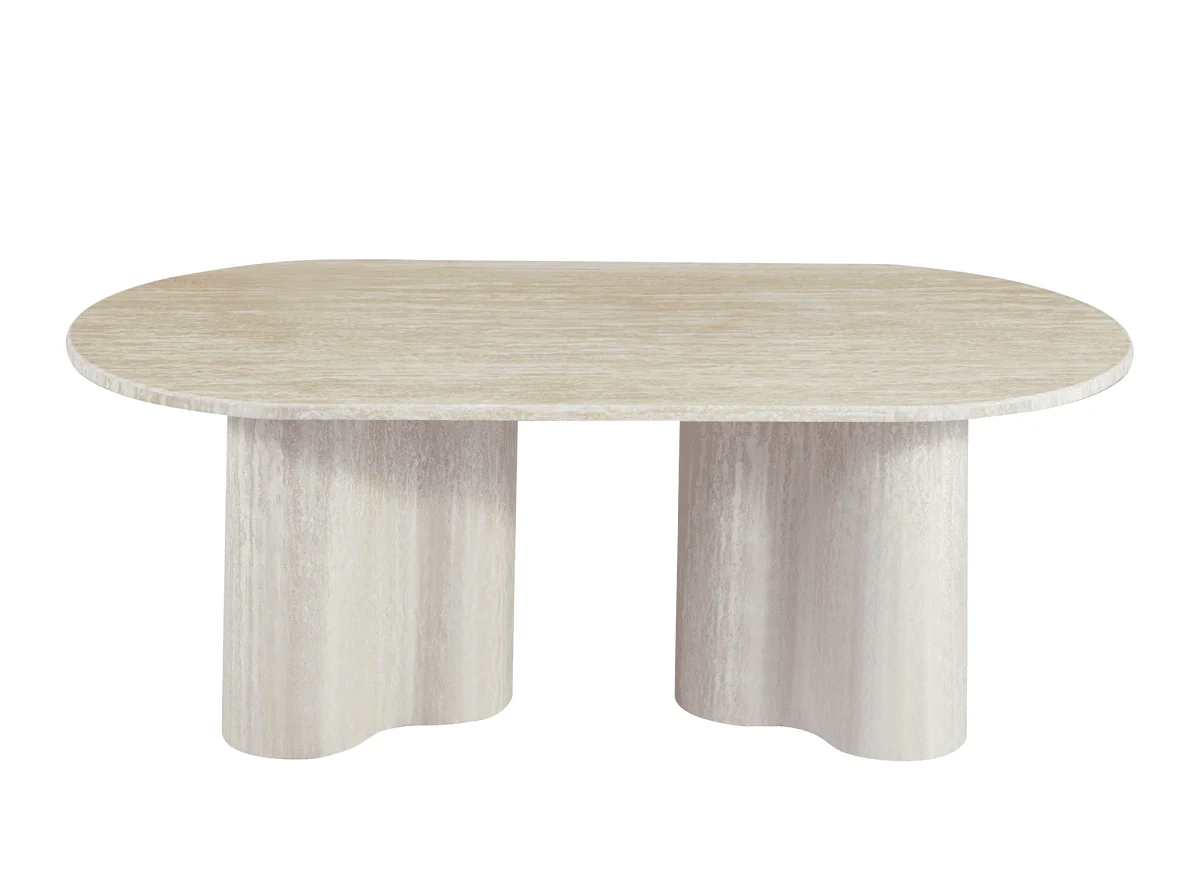 Table basse en marbre composite beige pieds forme organique VANINA - Image 3